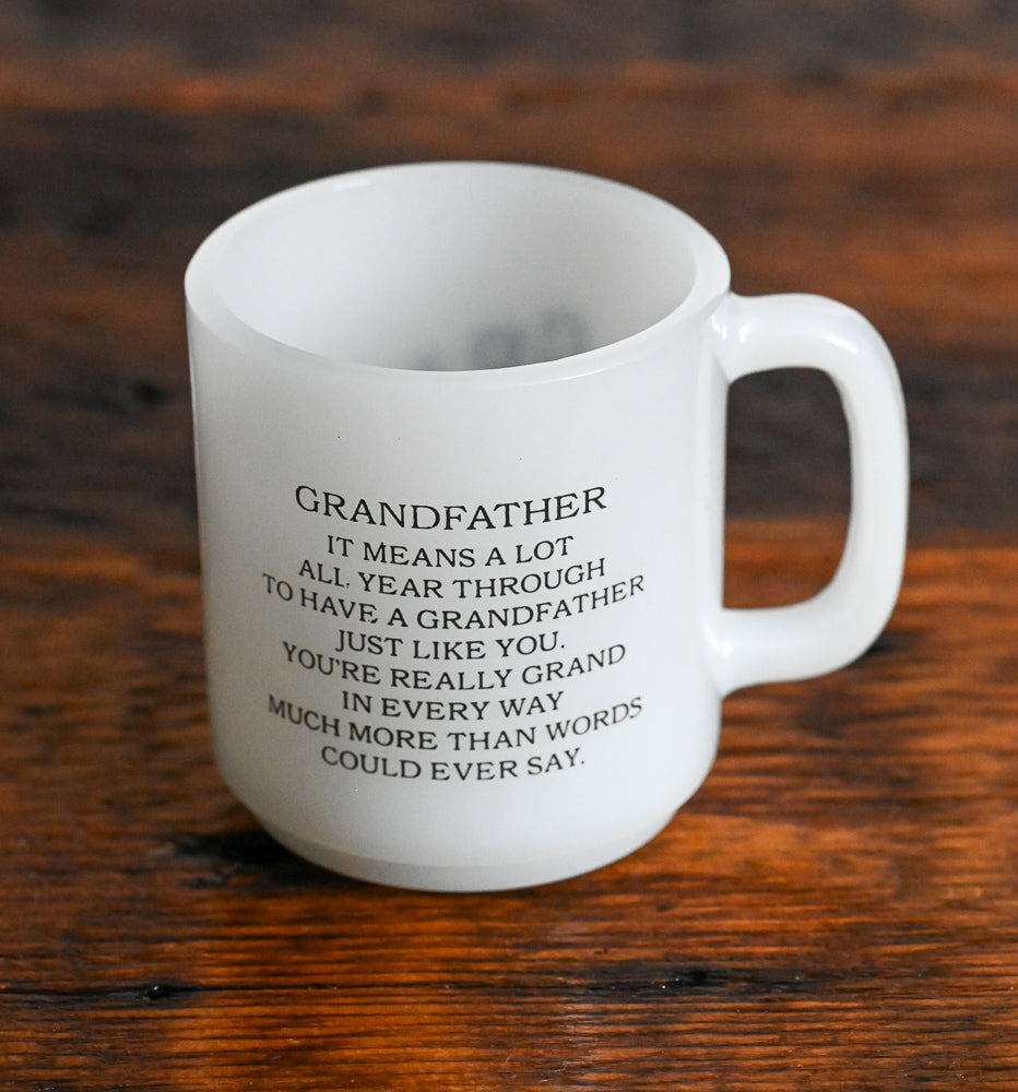 Glasbake white mug with Grandpa