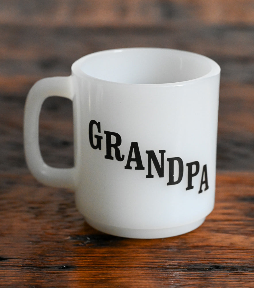 Glasbake white mug with Grandpa