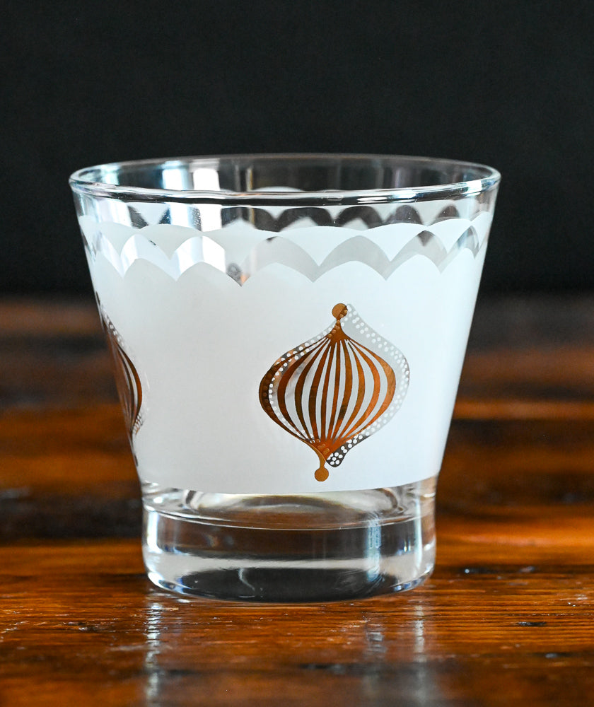 white frosted gold bauble rocks glass