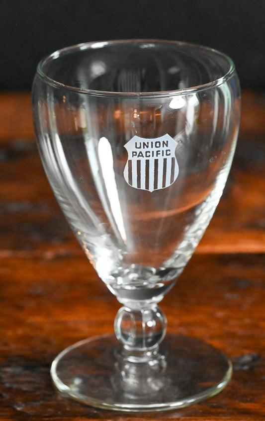 etched Union Pacific Water Goblets
