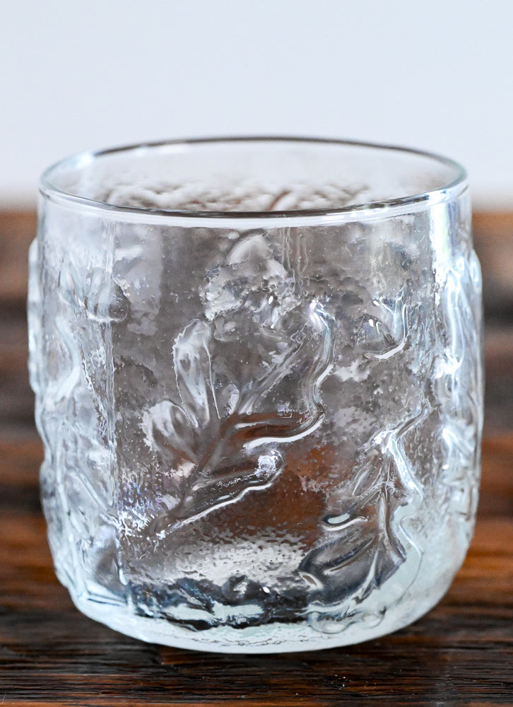 glass with oak leaves raised