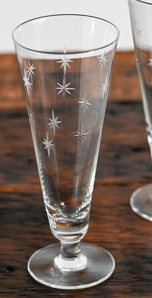 CG Quartzex Clear Pilsner glasses with etched stars