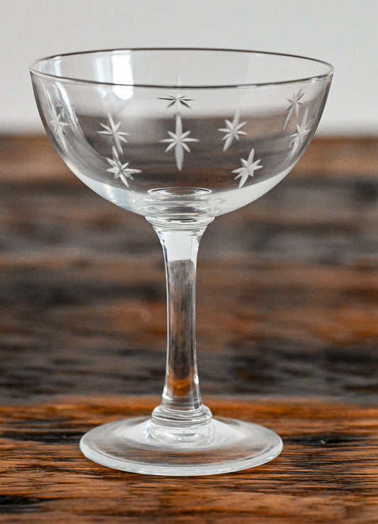 CG Quartzex stars etched cocktail coupe