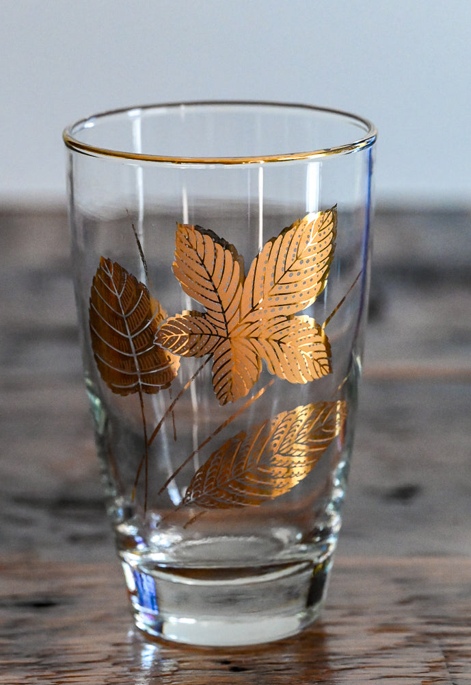 Libbey gold leaf print tumblers