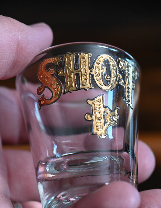 Culver's shot 1 cent in gold on clear shot glass