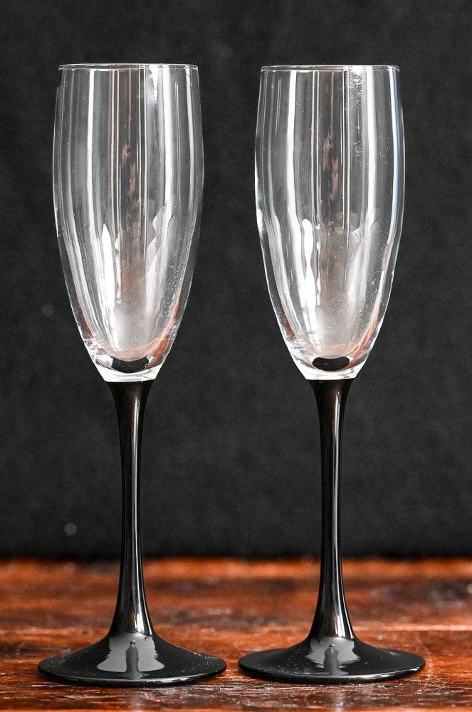 jet black stemmed champagne flutes Luminarc