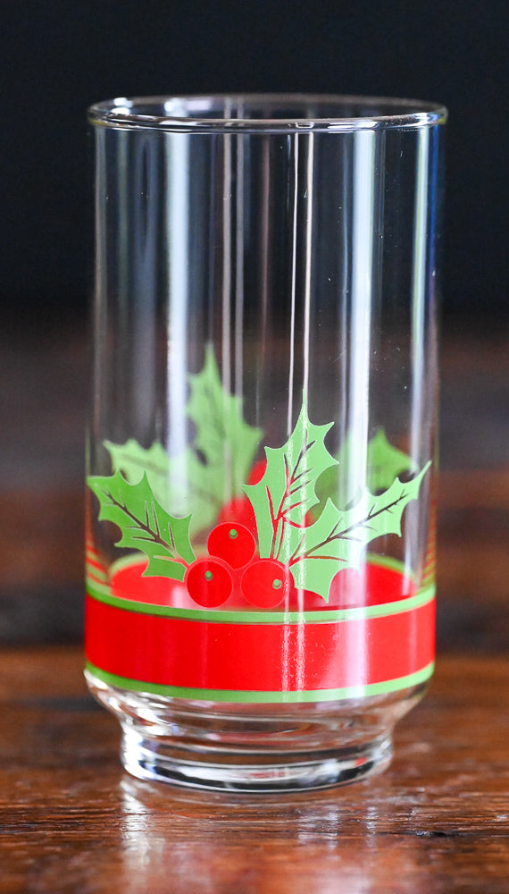 red and green Holly Berry print tumblers