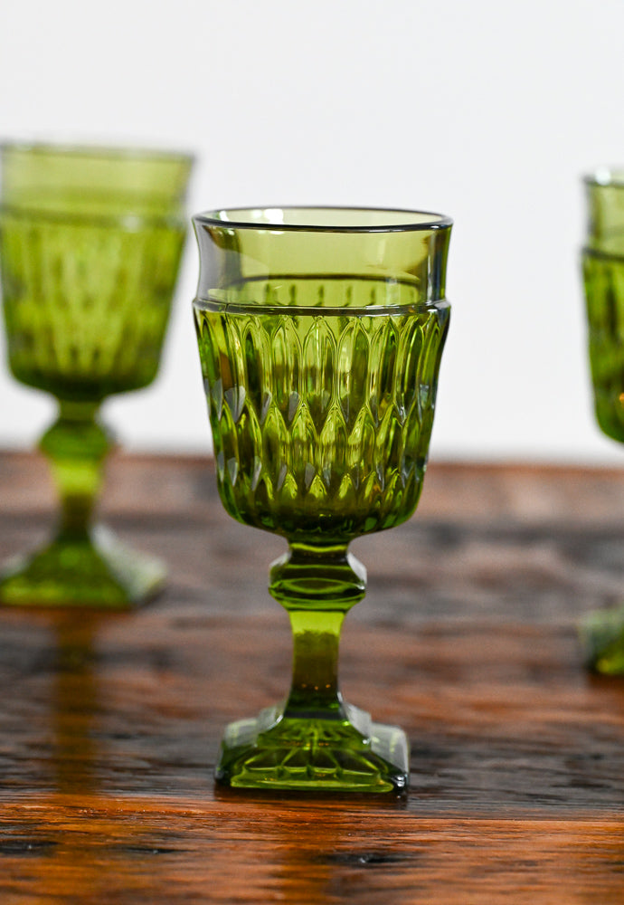 Indiana Glass green glass goblets