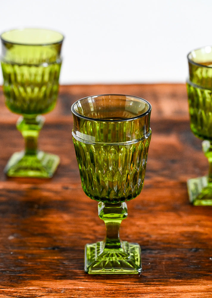 Indiana Glass green glass goblets