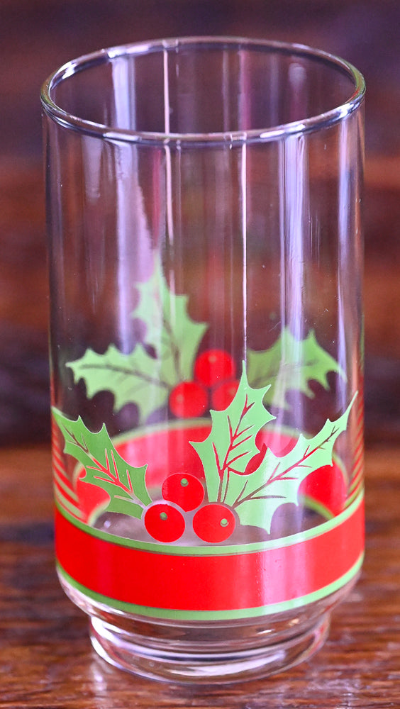 red and green Holly Berry print tumblers