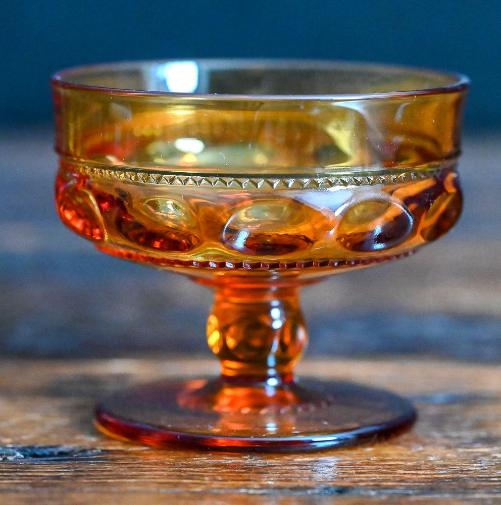 Indiana Glass Amber Colony King's Crown Sherbet Glass