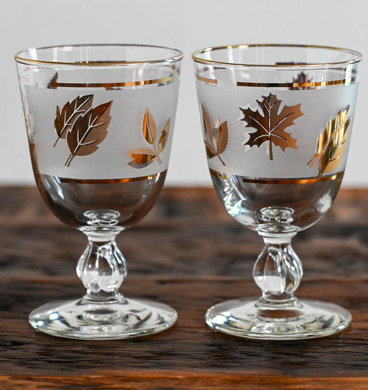 Libbey gold leaf frosted goblets