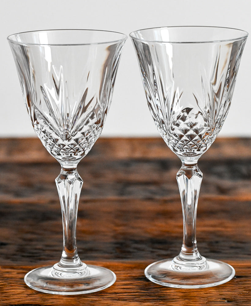 Cristal deFlandre clear cut crystal wine glasses
