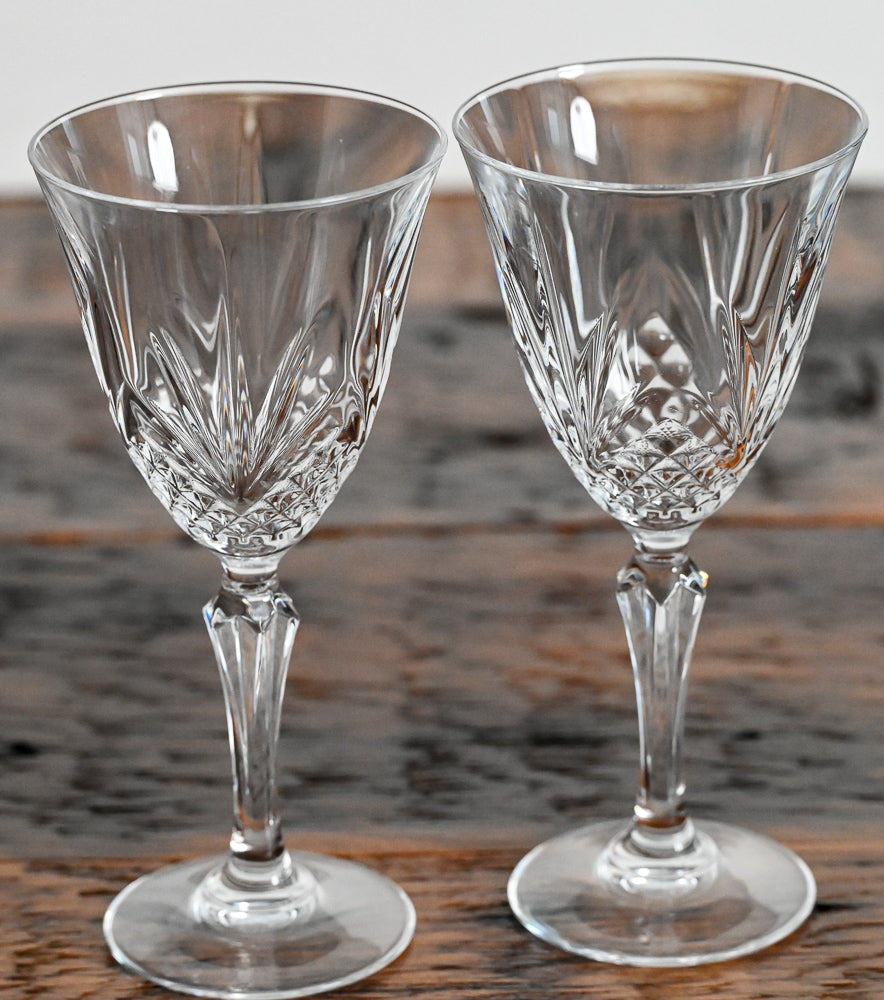 Cristal deFlandre clear cut crystal wine glasses