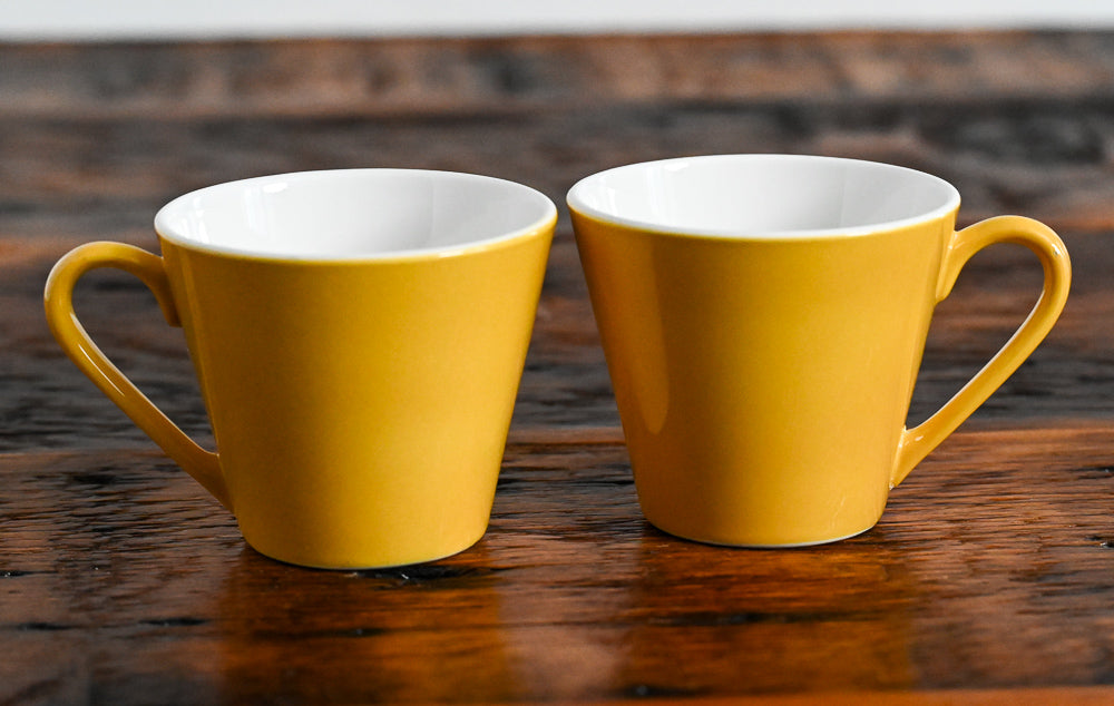 yellow Syralite Coffee mug with white interior