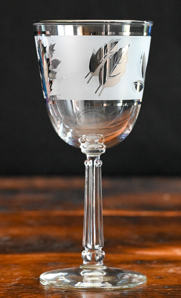 Libbey silver leaves MCM Water Goblet