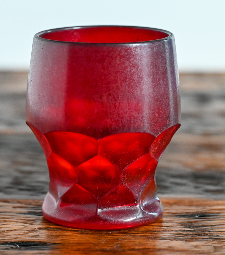 Anchor Hocking red glass honeycomb tumbler