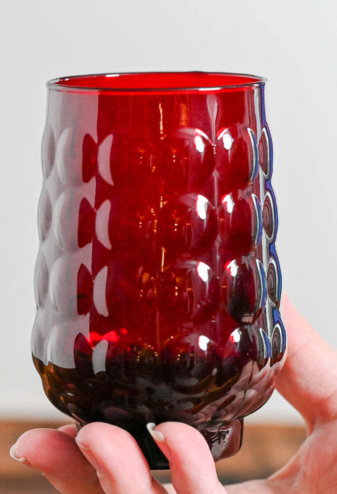 Anchor Hocking red bubble glass tumbler