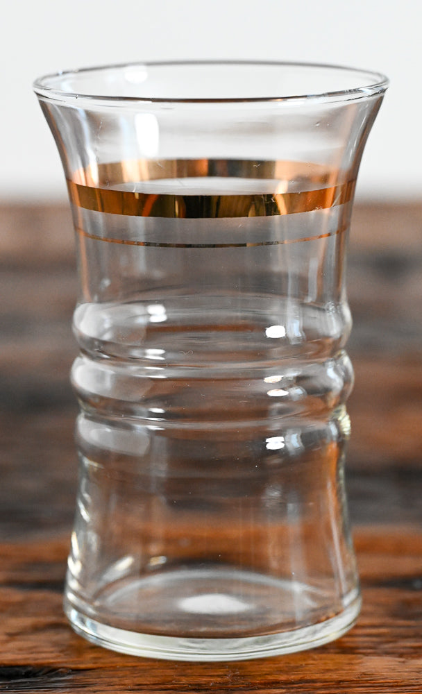 Anchor Hocking clear rippled tumblers with gold bands