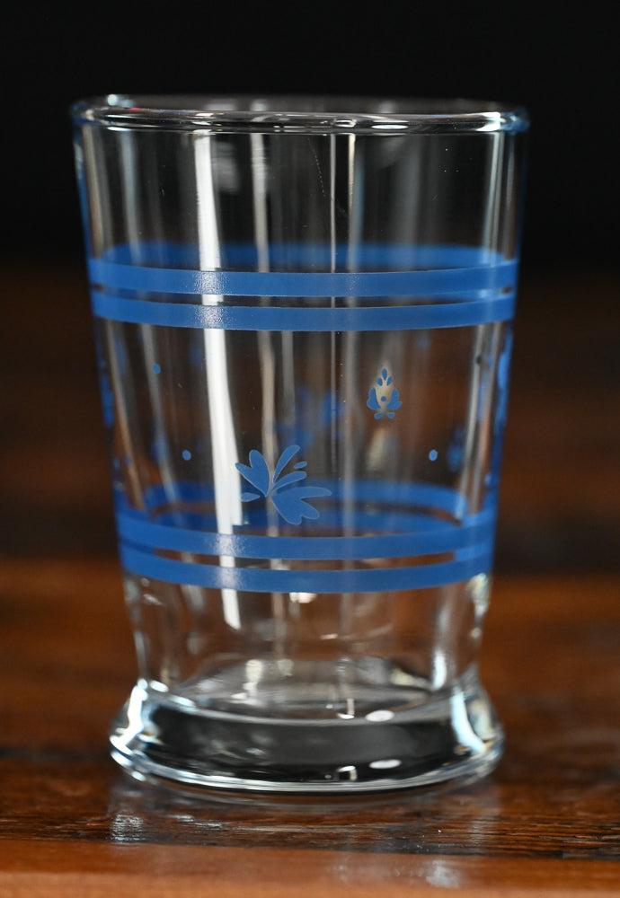 blue floral and stripe Pfaltzgraff juice glasses