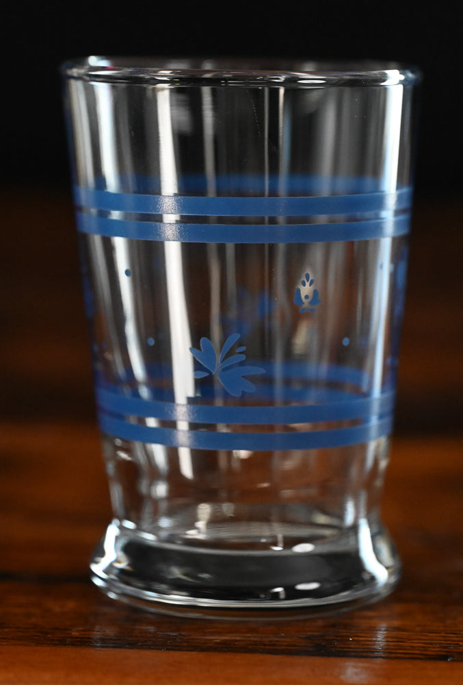 blue floral and stripe Pfaltzgraff juice glasses