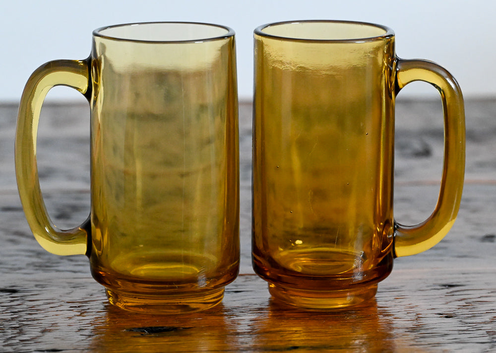 Hazel Atlas amber glass handled beer mug