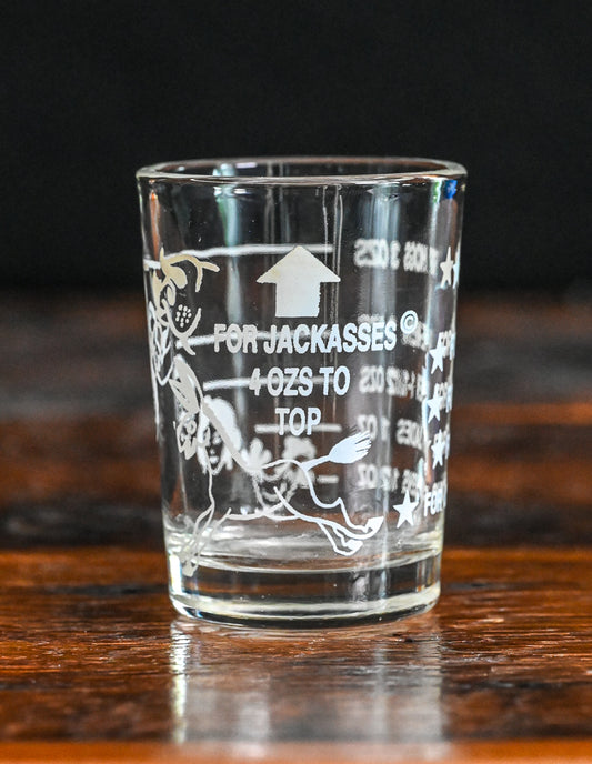White print "For Jackasses" shot glass