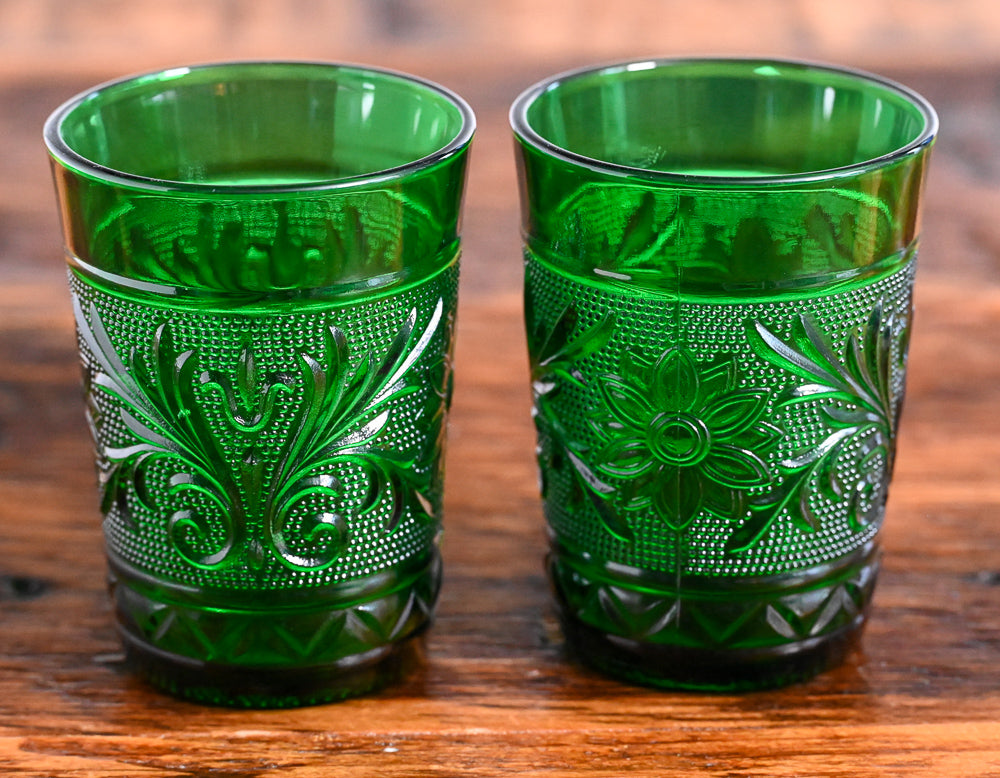 Anchor Hocking green glass tumblers