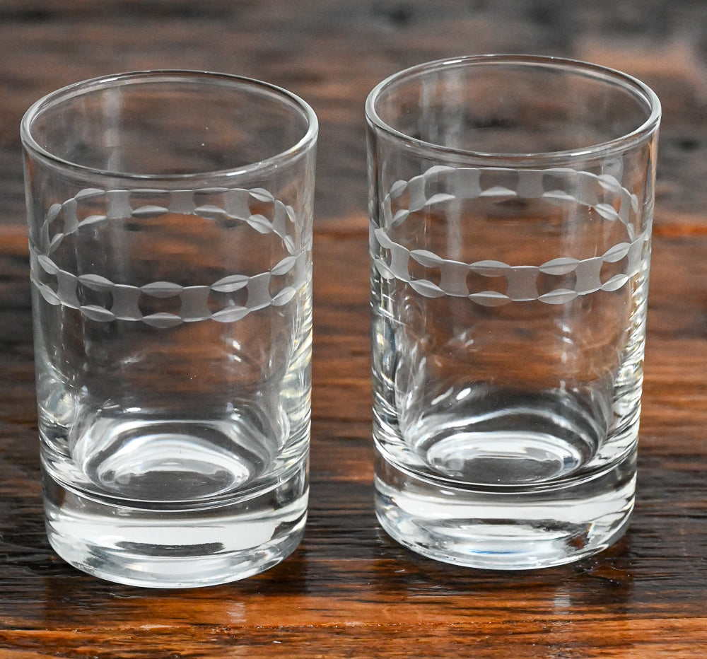 line etched clear juice glasses