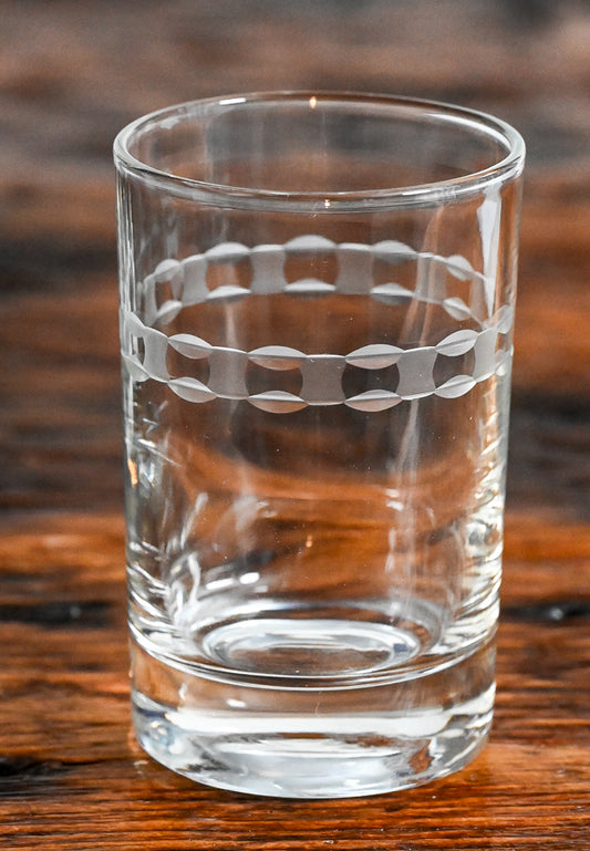 line etched clear juice glasses