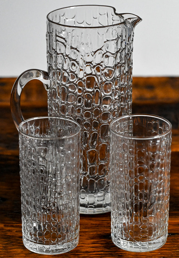 reptile texture clear highball glasses