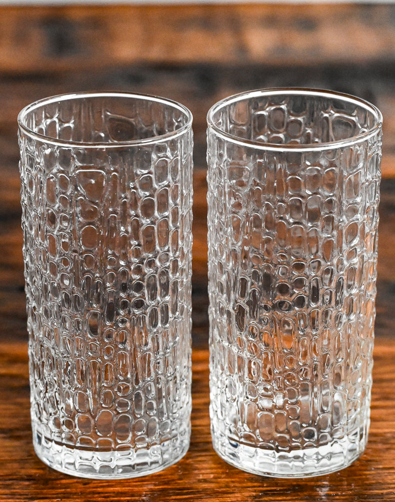 reptile texture clear highball glasses