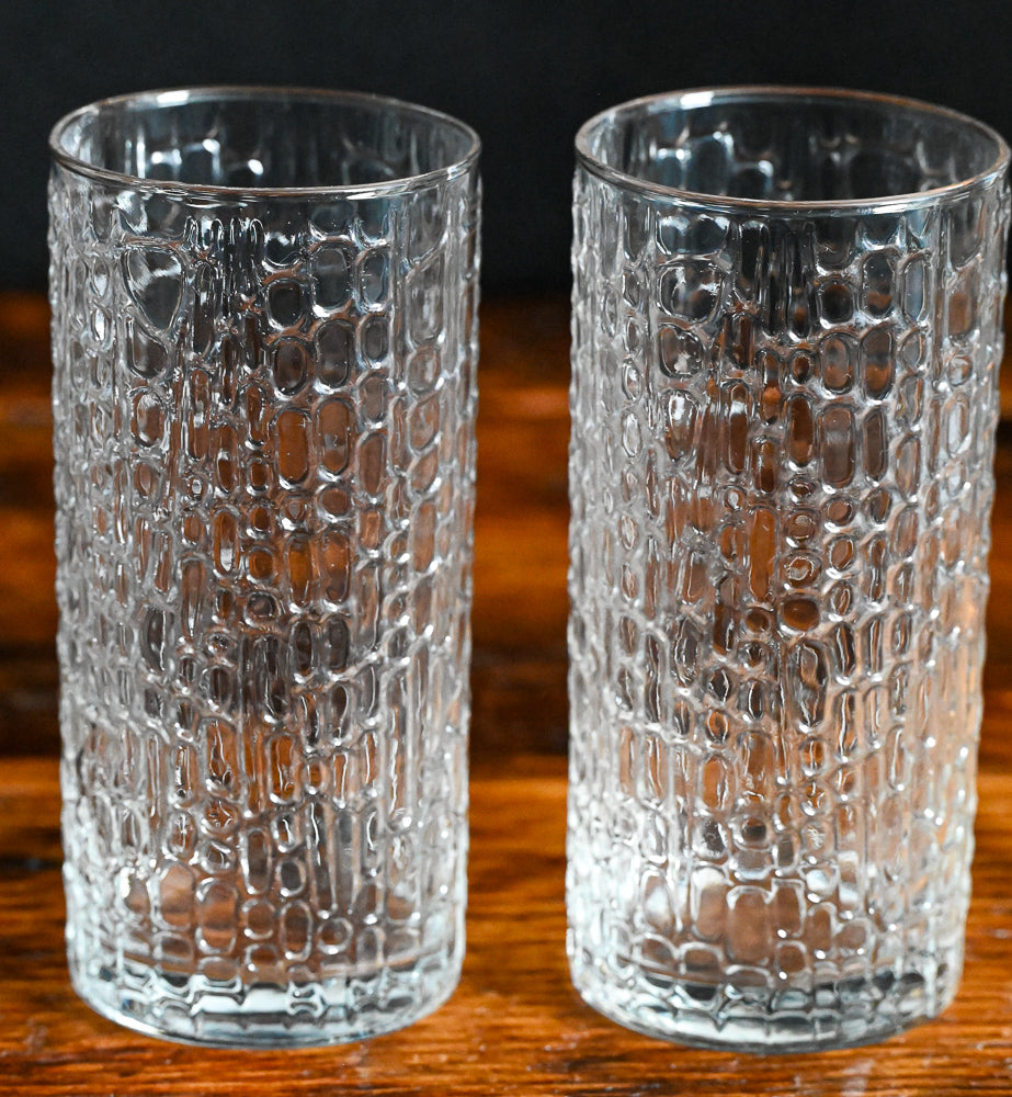 reptile texture clear highball glasses