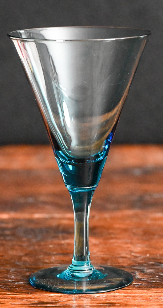 blue glass Radio glass cocktail coupe