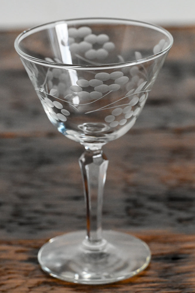 flower cut glass coupe