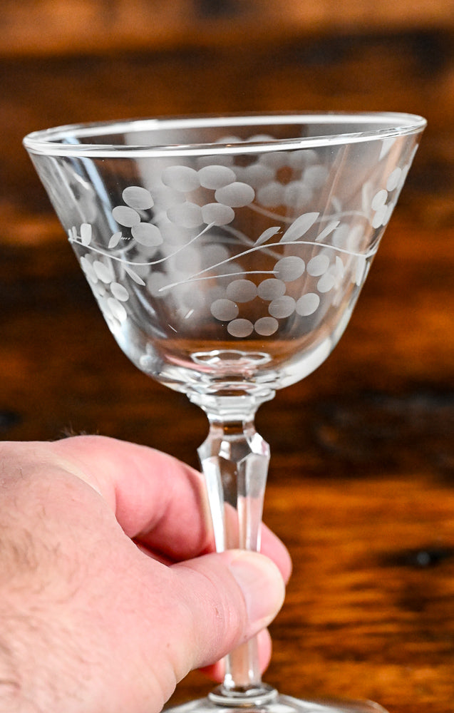 flower cut glass coupe