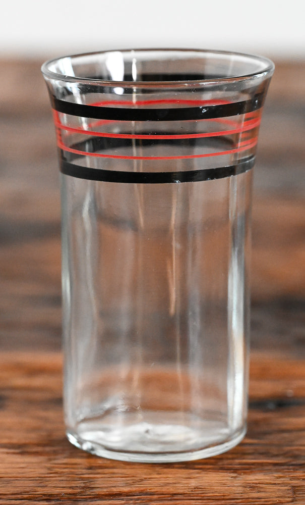 black and red stripe juice glass