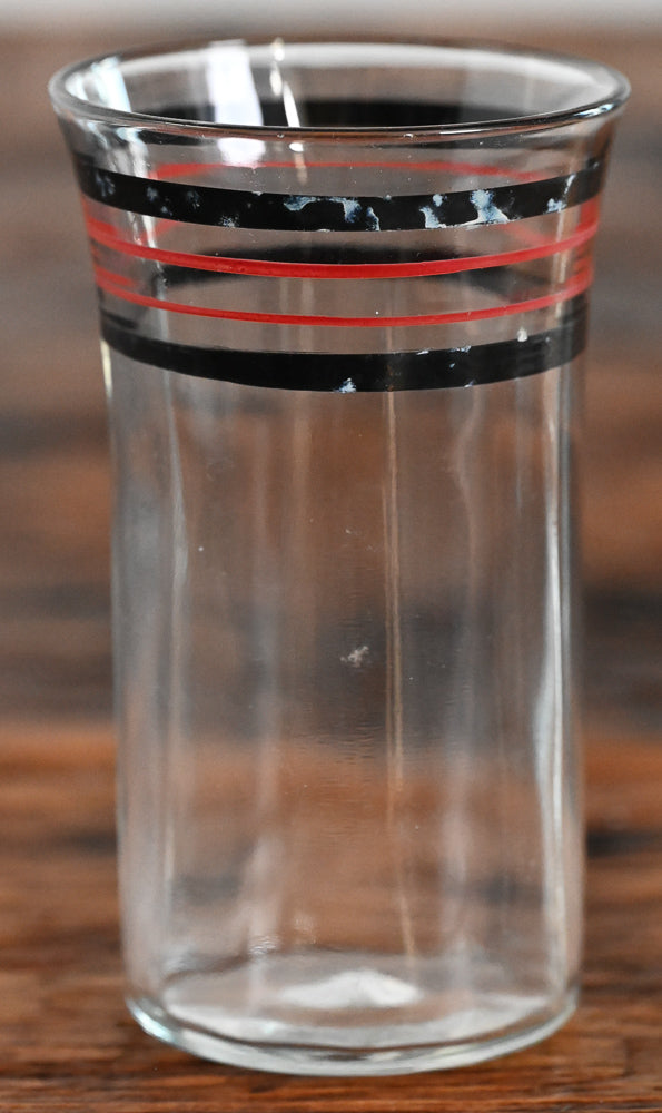 black and red stripe juice glass