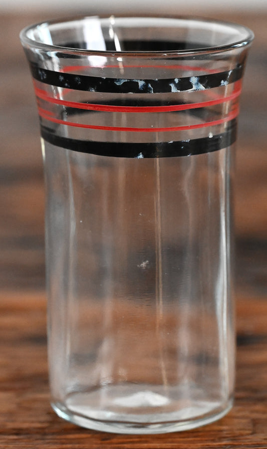 black and red stripe juice glass