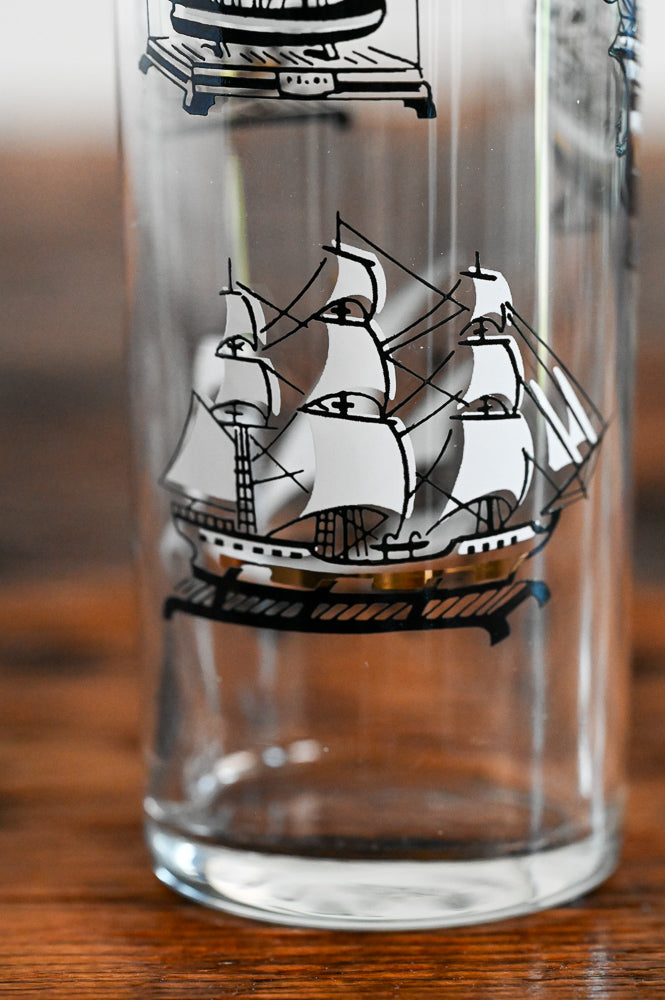 Black and White Clipper Ship Libbey Highball Glass