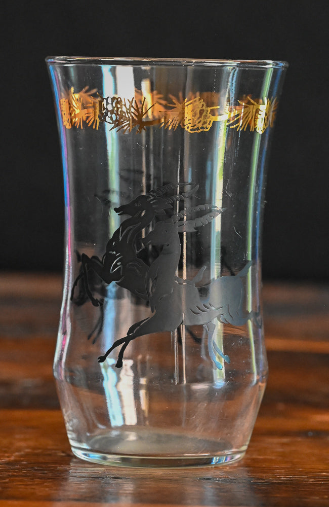 black gazelle gold pinecone patterned Barlett Collins tumbler