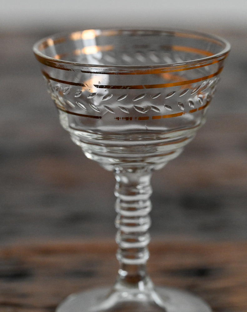 federal laurel gold rimmed cordial glass