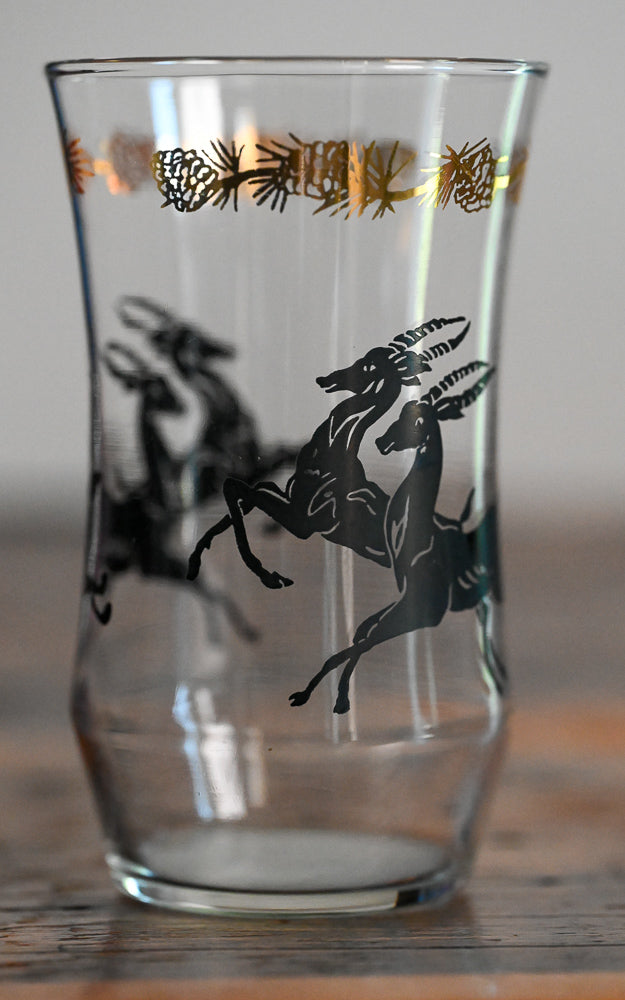 black gazelle gold pinecone patterned Barlett Collins tumbler