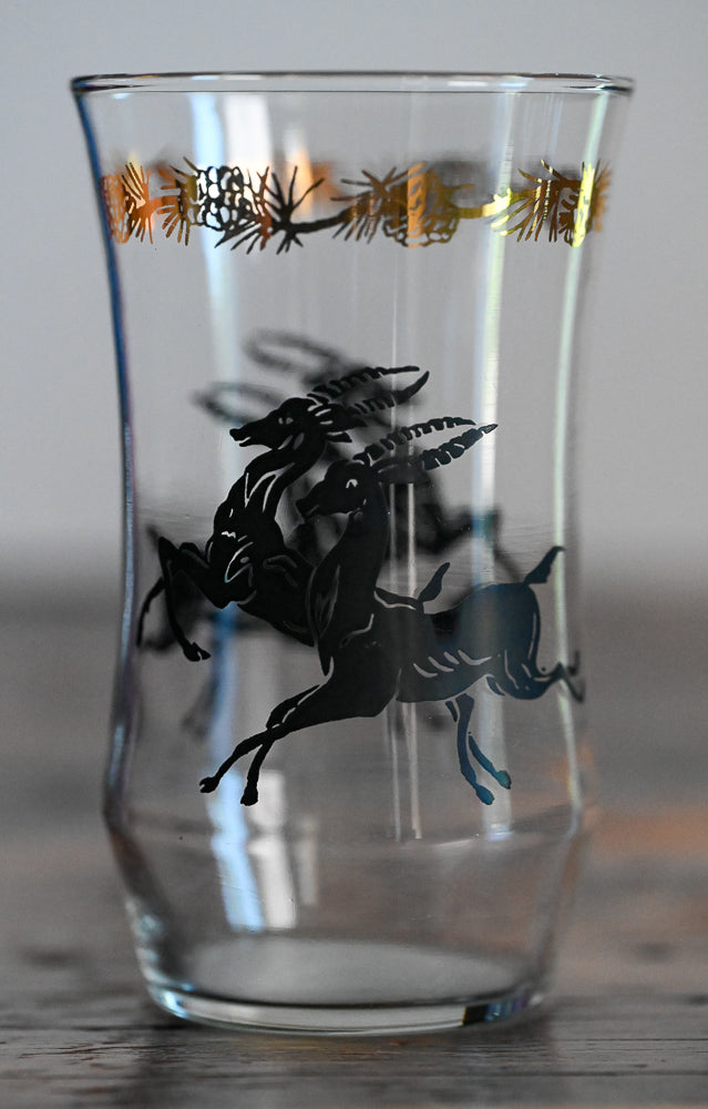black gazelle gold pinecone patterned Barlett Collins tumbler