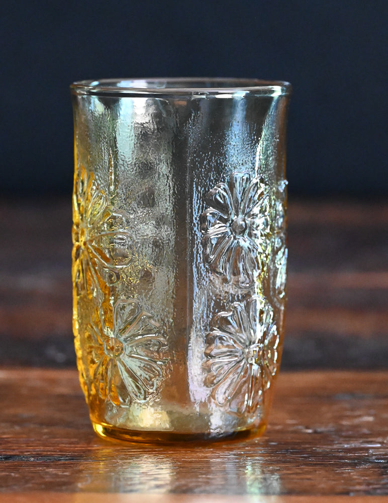 Anchor Hocking Spring Song Amber Daisy Juice Glasses