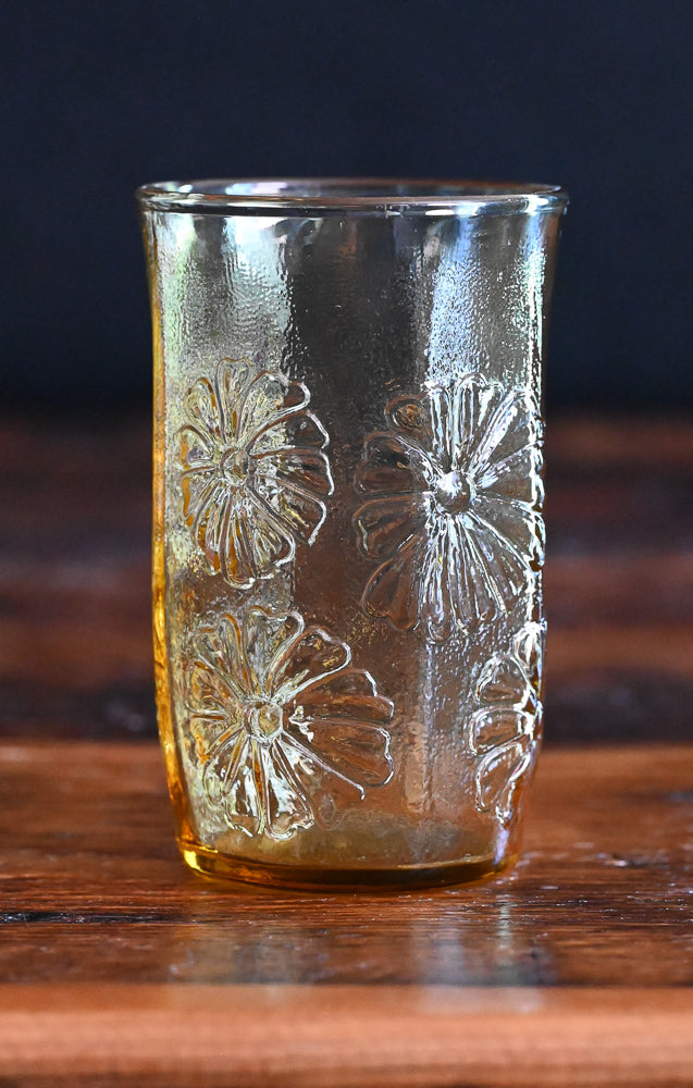 Anchor Hocking Spring Song Amber Daisy Juice Glasses
