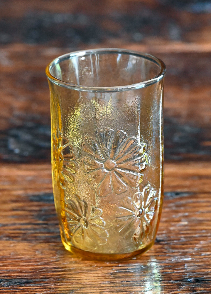 Anchor Hocking Spring Song Amber Daisy Juice Glasses