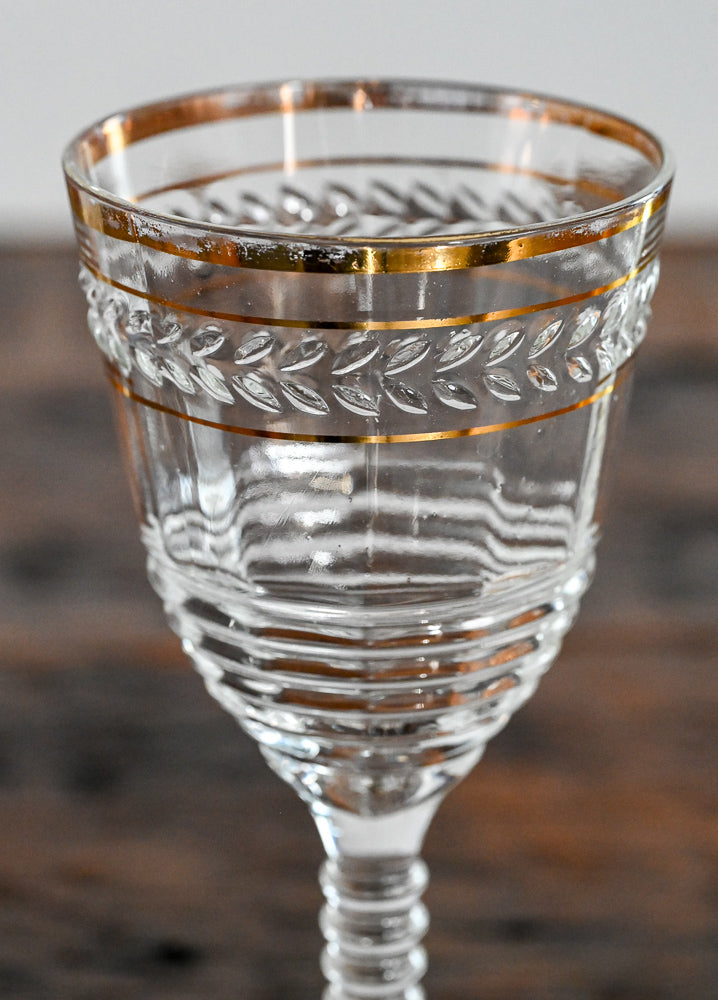 Federal gold trim laurel wine glasses