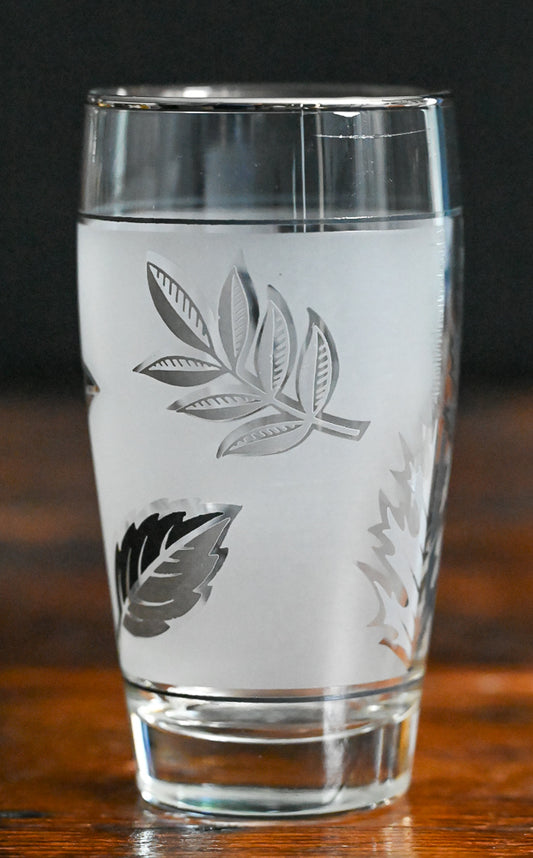 Libbey silver leaf foliage frosted tumblers