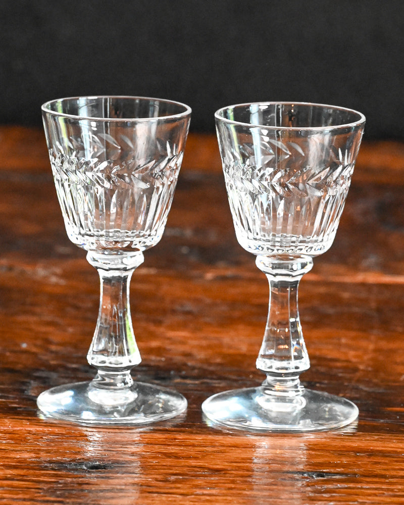 clear crystal Seneca Edme cordial glasses